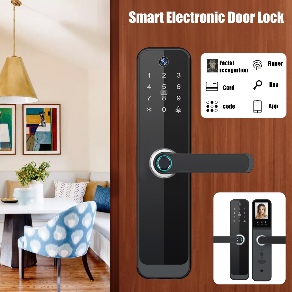 Smart Fingerprint Door Lock with 3D Face Recognition Security Camera-image