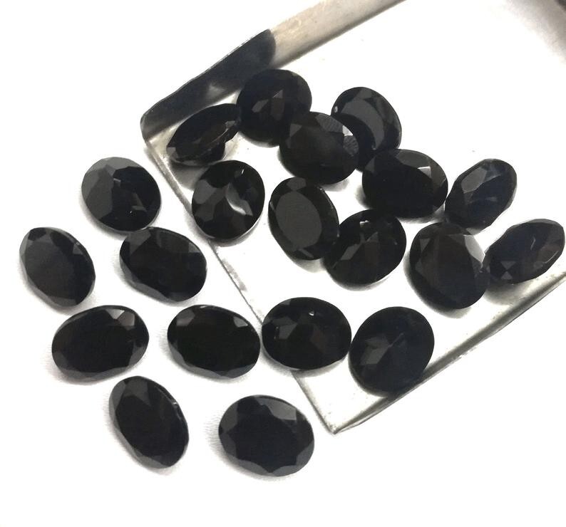 Natural Black Onyx Oval Faceted Cut Jewelry Gemstone size 3X5MM TO 10X14MM