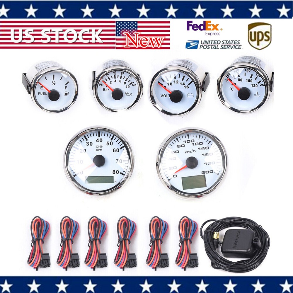 6 Gauge GPS Speedometer Kit Waterproof Universal for Car Truck Boat Marine