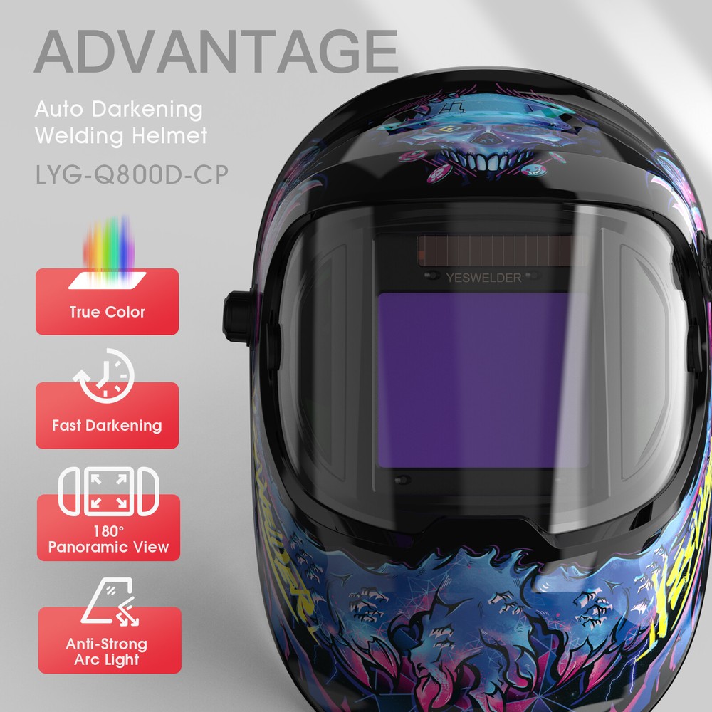 Yeswelder LYG-Q800D Auto-Darkening Welding Helmet 4/5-13 Shade with Side View Protection