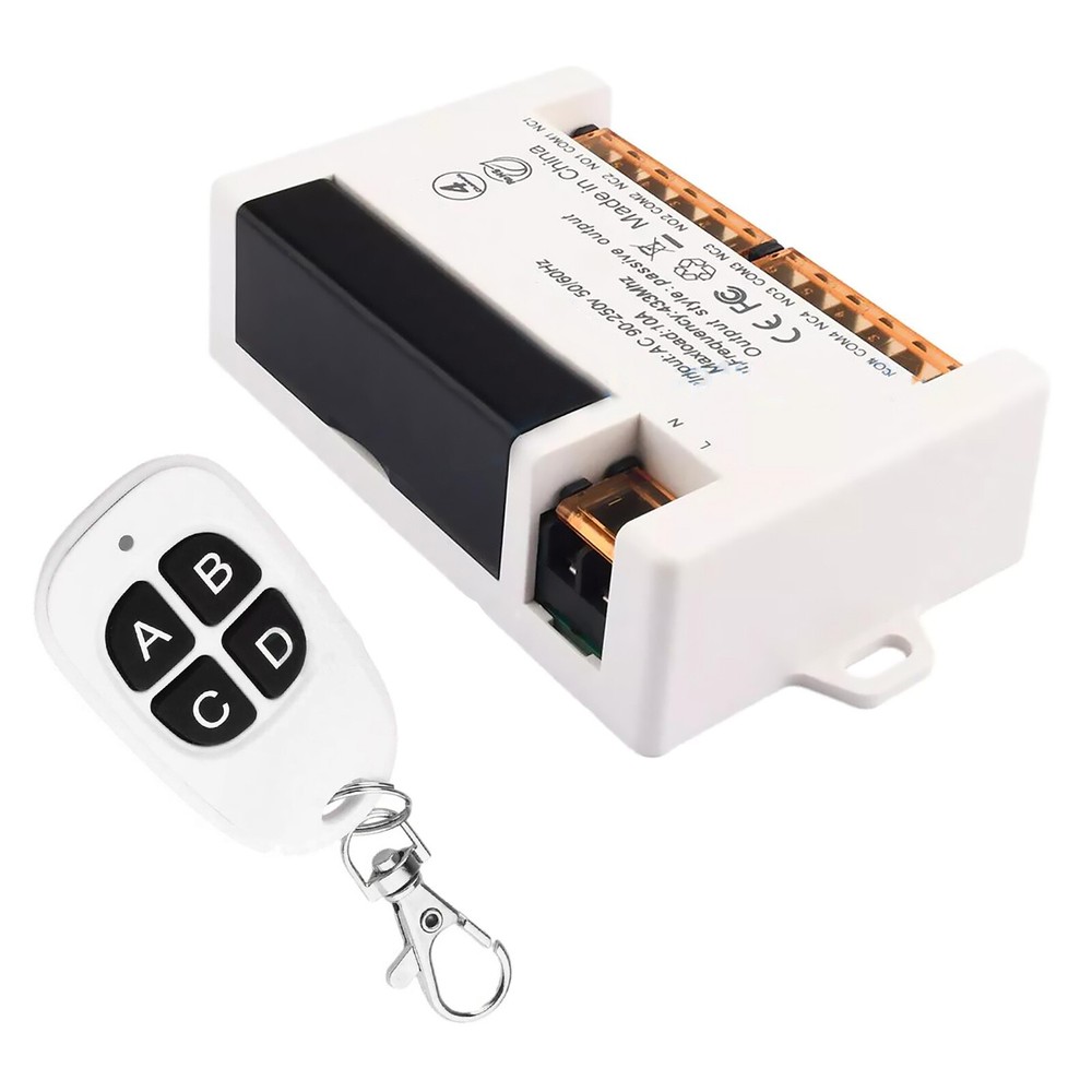 4-Channel Wireless Relay Remote Control Switch Receiver 433Mhz RF 10A Relay