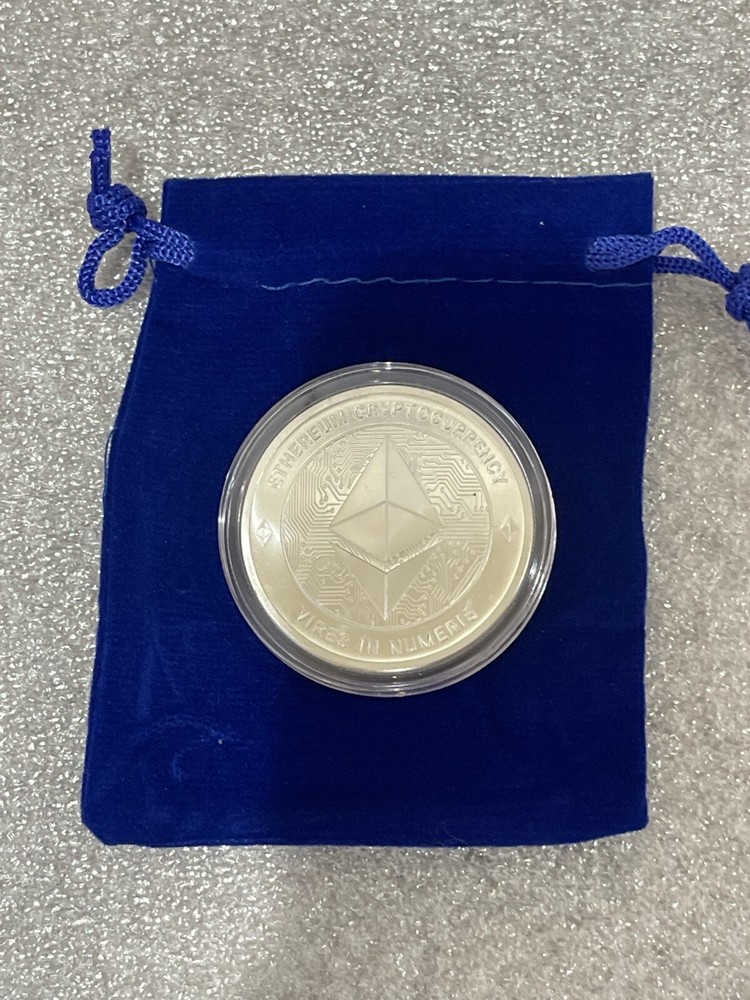 ETHEREUM Cryptocurrency Pure .999 Fine Silver Round ETH IN CAPSULE & GIFT POUCH-image