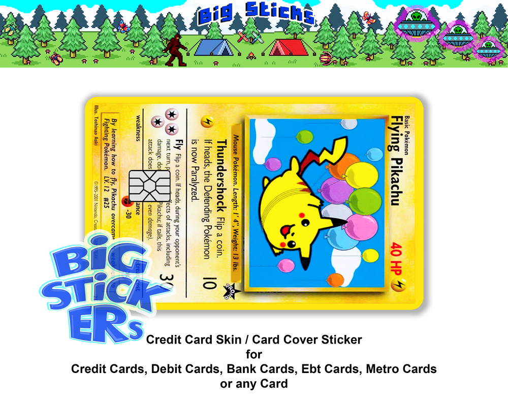 Credit Card Skin Cover SMART Sticker Flying Pikachu Pokémon Card Decal-image