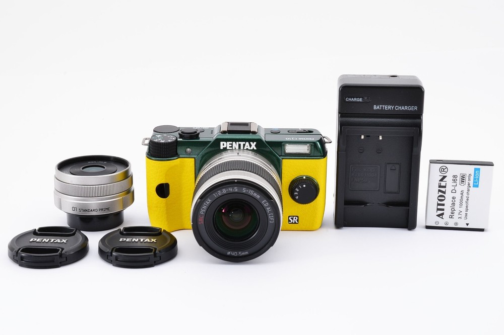 PENTAX Q10 Digital Camera Yellow & Green [247 ST] & 01 02 Lens From JAPAN #1494
