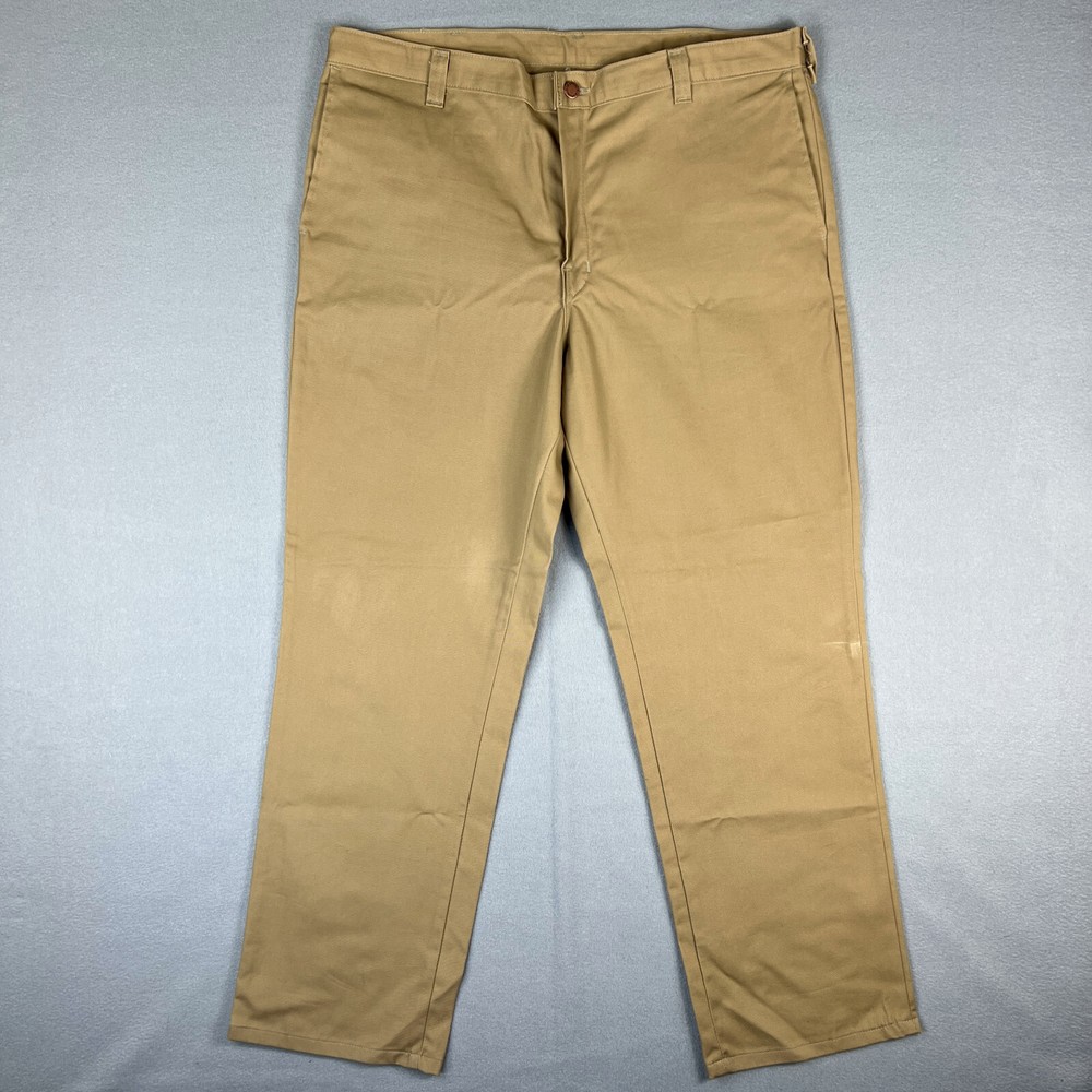 Dickies Pants Mens 38x30 Khaki Twill Work Pants Flat Front WP575 Cotton Workwear
