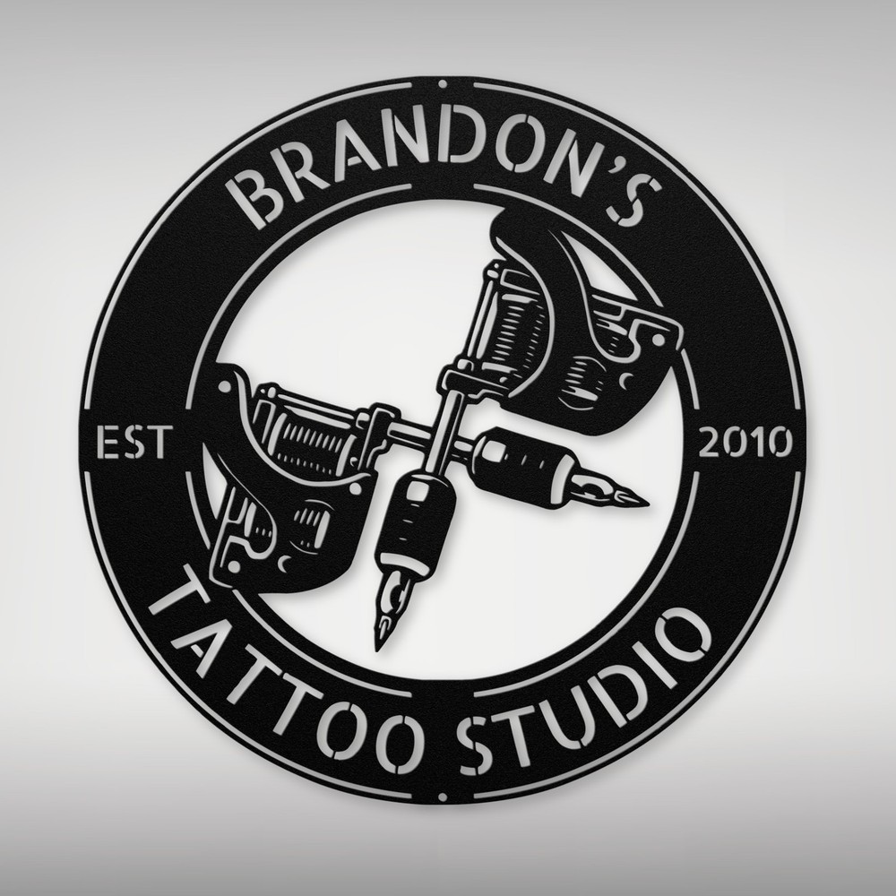 Personalized Tattoo Studio Metal Wall Art Sign Custom Tattoo Artist Sign Decor