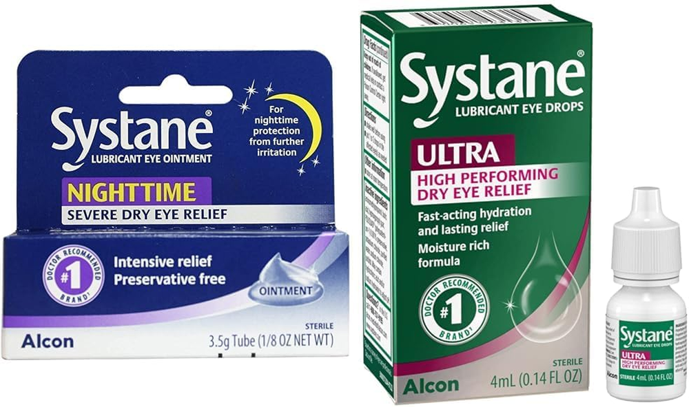 Nighttime Lubricant Eye Ointment 3.5G Tube & Ultra Lubricant Eye Drops,0.14 Fl O