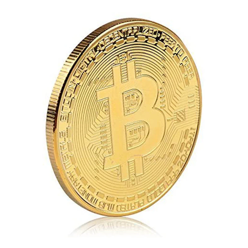 Gold Plated Bitcoin Collector Metal Coin Authentic & Tangible BTC Cryptocurrency-image