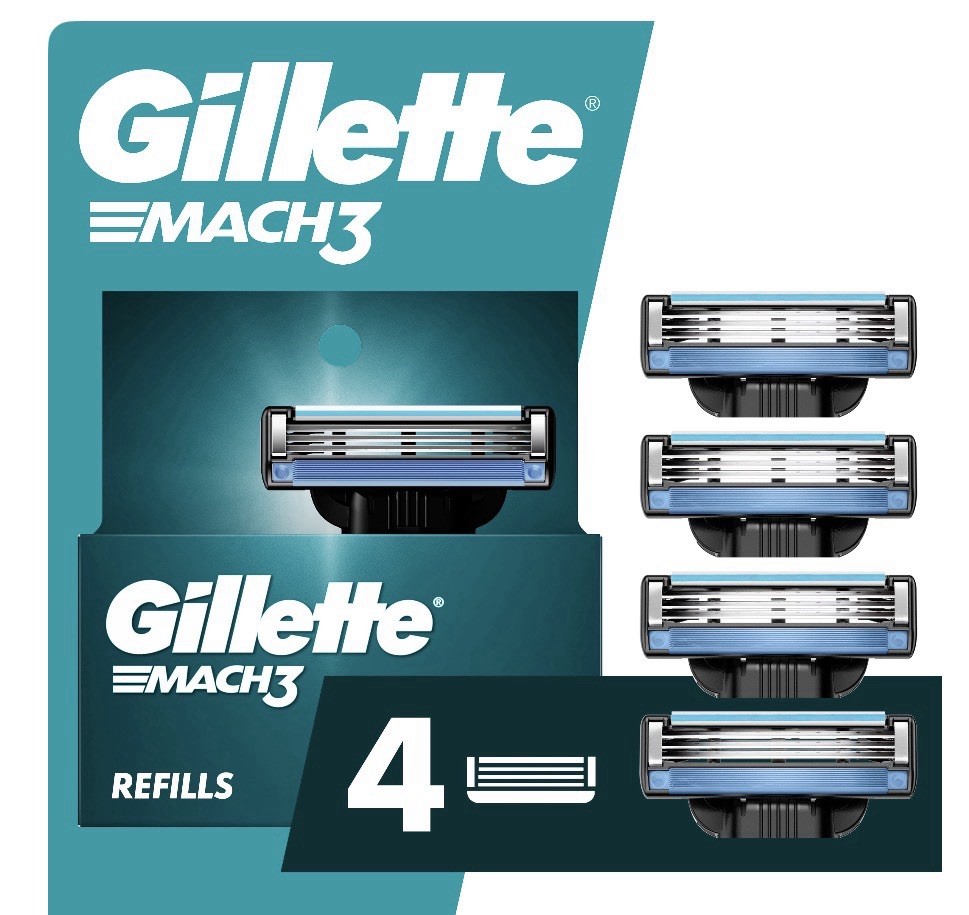 Gillette Mach 3 Men’s Razor Blade Refill  Cartridges, 4 Count