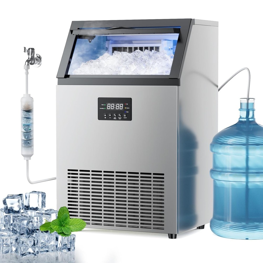 200lbs/24H Commercial Under Counter Ice Maker Freestanding Full Cube Machine