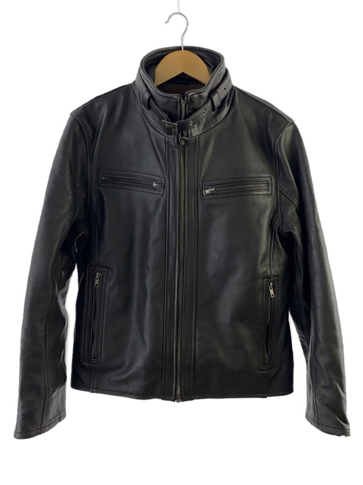 Liugoo Leather Blouson Jacket for Men in Brown Plain Design 2276