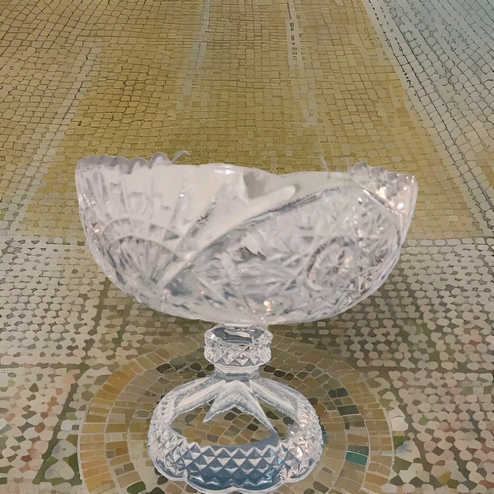 3-  Vintage Footed  Heavy lead crystal dessert/ice Cream Cups, Cut
