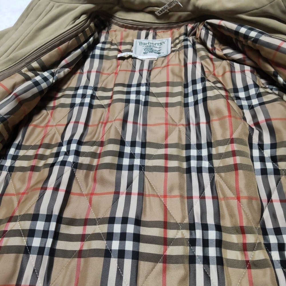 Burberry Half Coat Blouson Hooded Quilted Liner Nova Check Beige Men Size M Used