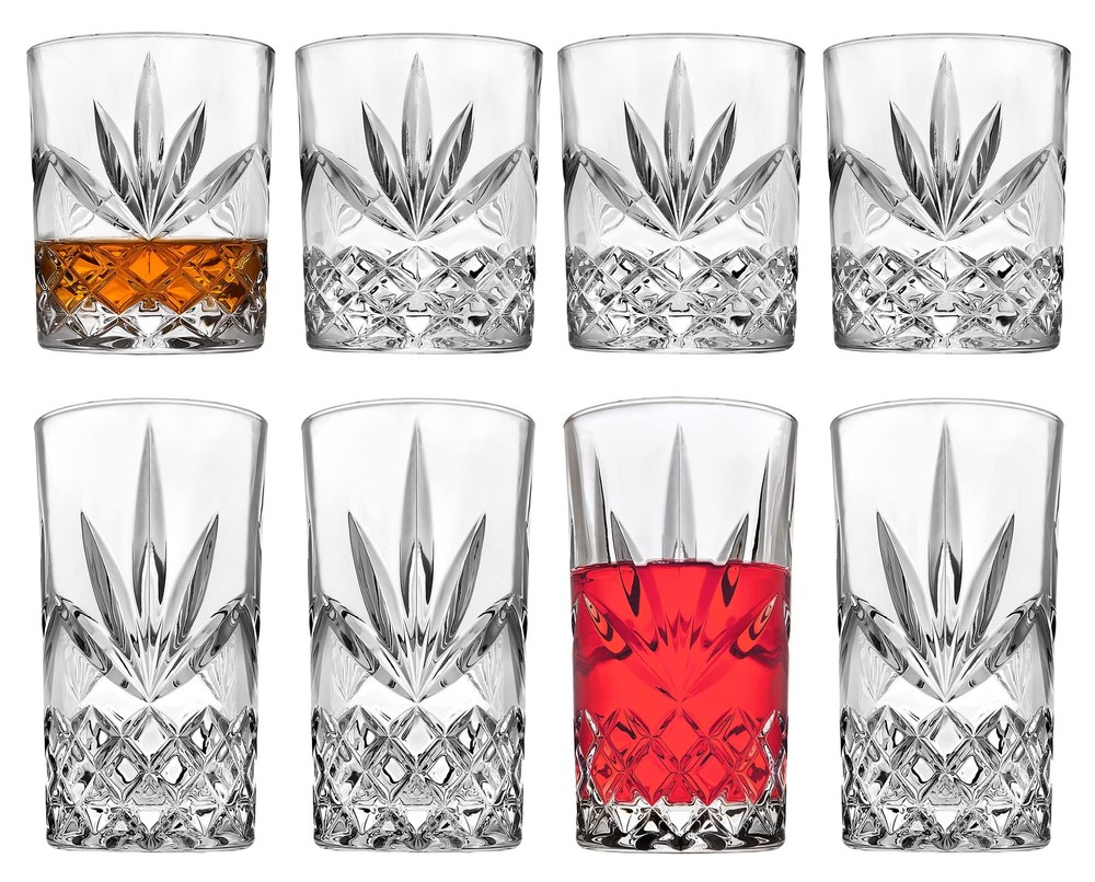 8-Piece Mixed Drinkware Set - 4 Highball & 4 Old Fashioned Glasses