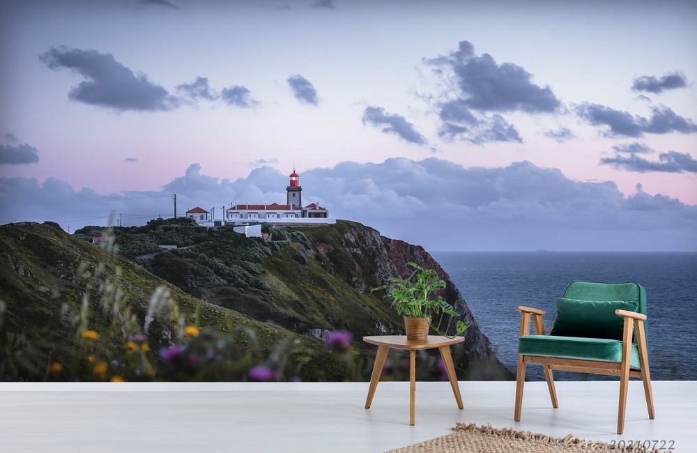 3D Mountains Sea Lighthouse Scenery Wall Murals Wallpaper Murals Wall Sticker