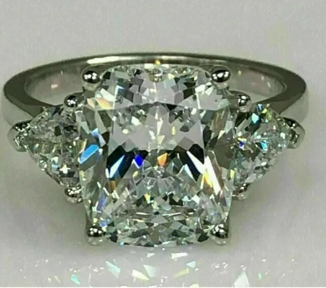 4.5CT Cushion Cut Lab-Created Diamond Wedding Engagement Ring 925Sterling Silver