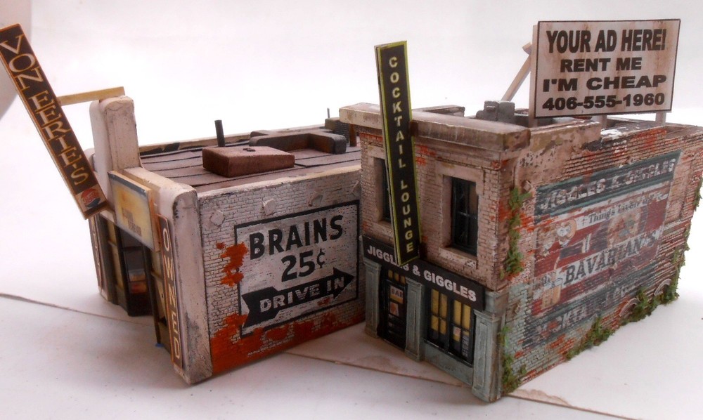 Downtown Deco O Scale Building 2 Craftsman Hydrocal Kit Lot Beer & Brains Save!