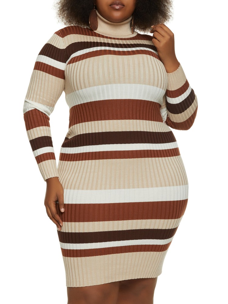 ALMOST FAMOUS Womens Beige Pullover Long Sleeve Body Con Dress S