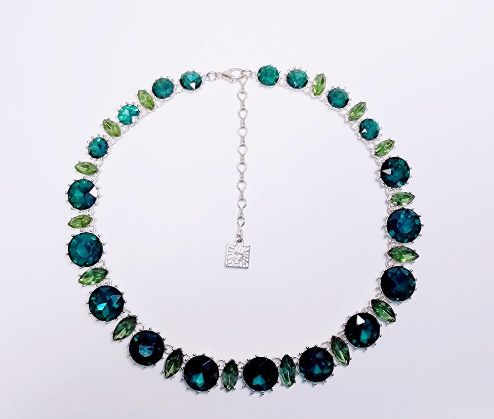 Anne Klein Vintage Emerald Green Crystal Rhinestone Collar Necklace
