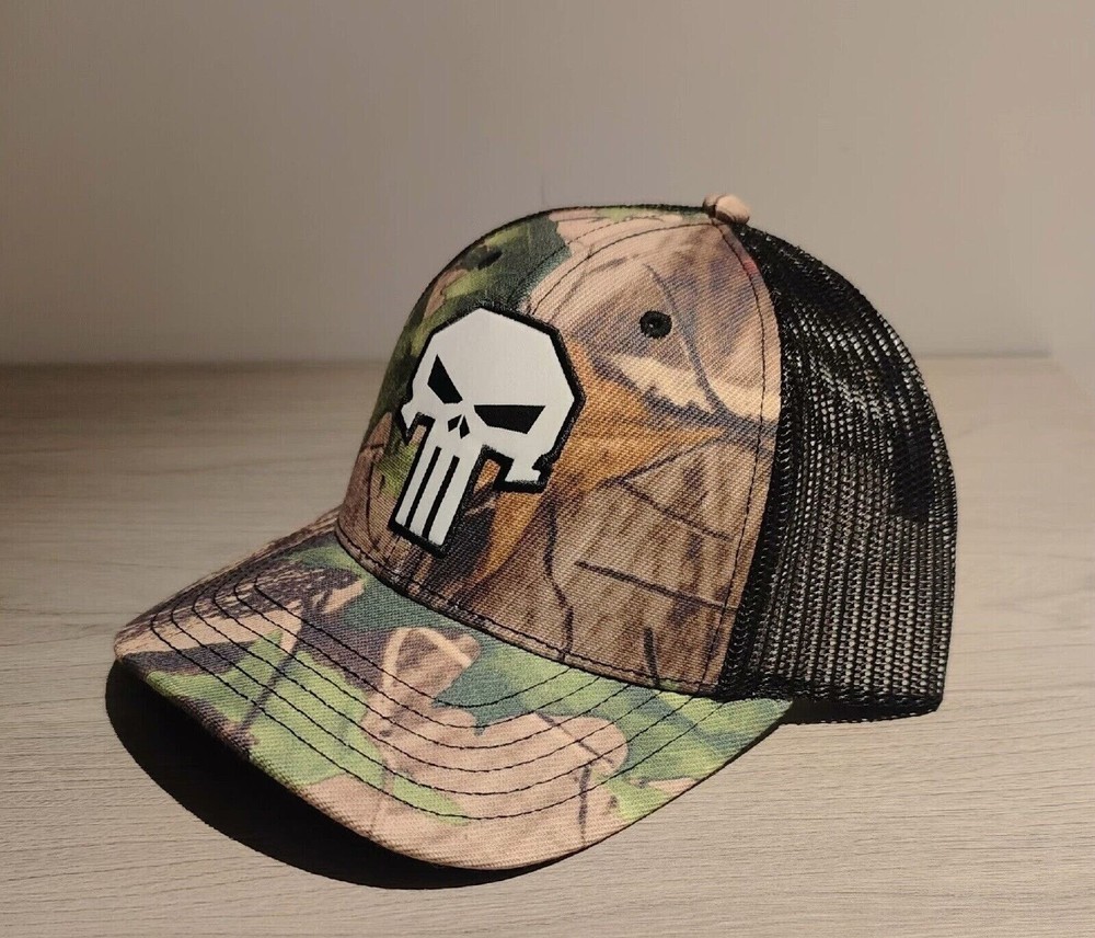 Camo Skull Adjustable Trucker Hat | Mesh Back Cap with Skull Logo