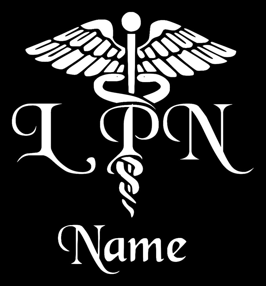 Personalized Caduceus Medical Emblem Vinyl Decal for LPN Nurses Yeti Tumblers-image