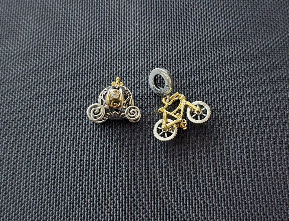 Pandora 100th Anniversary Cinderella Carriage & Bicycle Charms Set