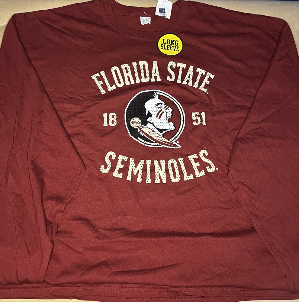 Mens Florida State Seminoles FSU Long Sleeve T-Shirt NWT Garnet & Gold