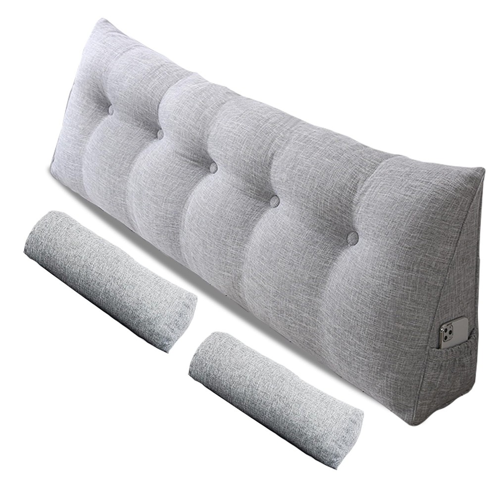 Large Triangular Headboard Pillow with Adjustable Backrest and Head Roll Support  
