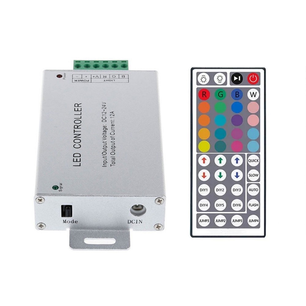 44-Key IR Remote RGB Controller for 5050 3528 LED Strips, 12V 24V DC
