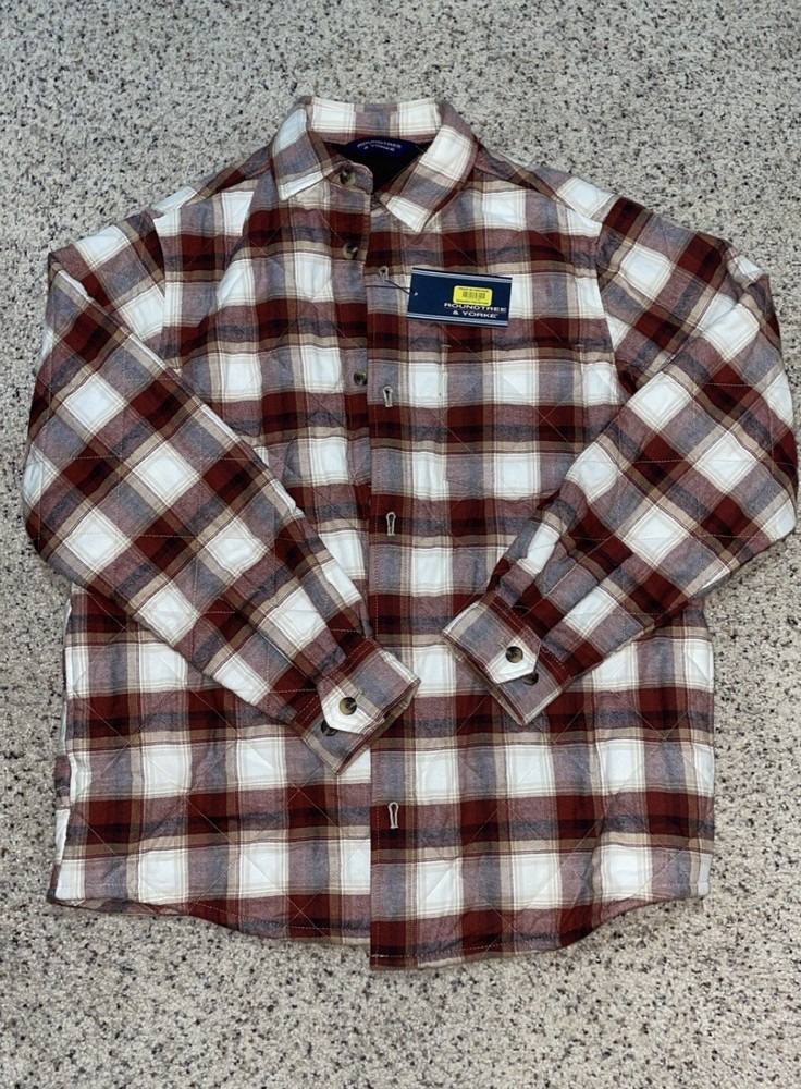 Roundtree & Yorke Men's Medium Plaid Flannel Jacket Cozy Casual Style