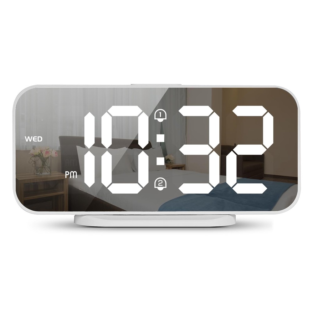 Digital Alarm Clock with Large LED Display, Dual Alarm & Snooze for Bedrooms