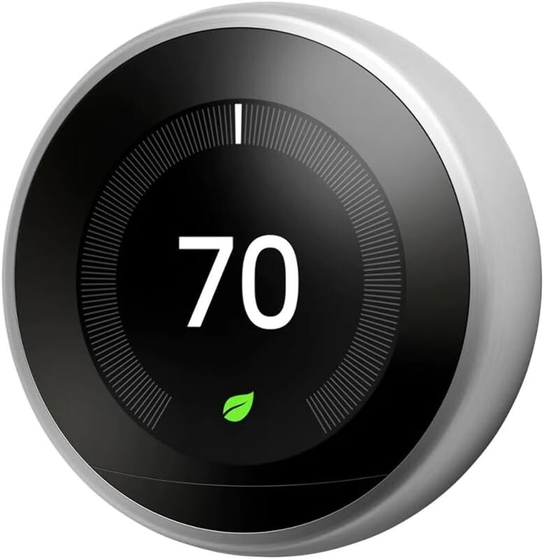 Google Nest A0013 3rd Gen Learning Thermostat Stainless Steel Alexa-Enabled
