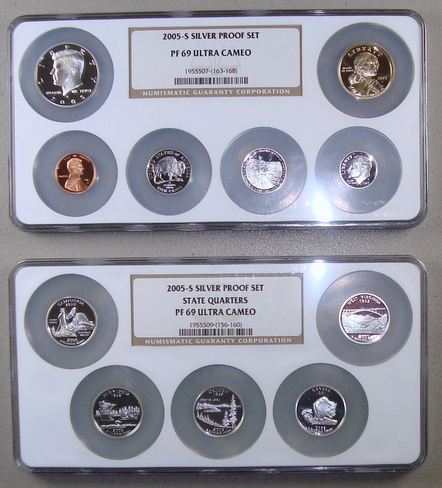 Complete 2005-S 11 pcs Silver Proof Set Multi-Coin Holder NGC PF69 Ultra Cameo