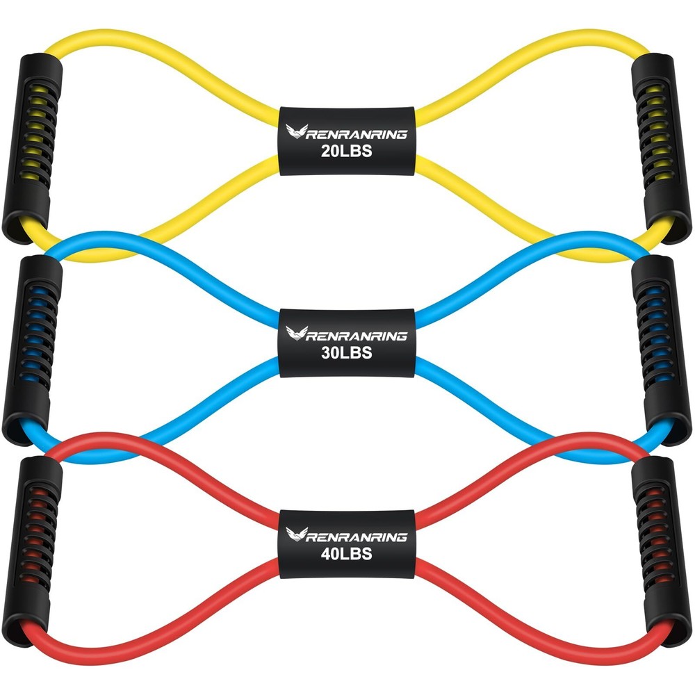 Figure 8 Fitness Resistance Bands with Handles - Exercise Tube Band Set of 3 ...