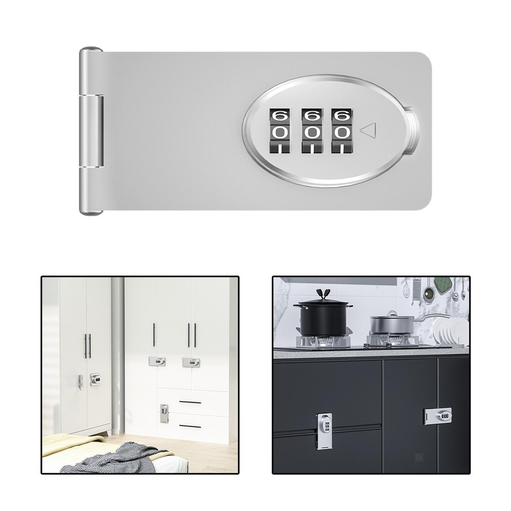 Secure Cabinet Lock - Keyless Slide Latch Hasp for Sturdy Door Protection  -image
