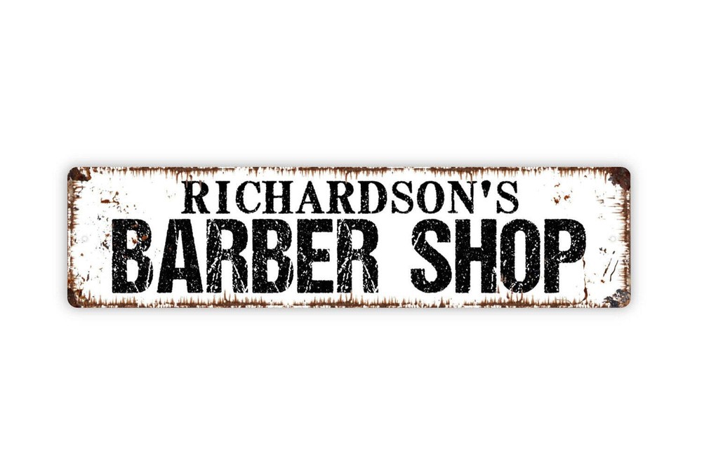 Personalized Barber Shop Sign, Custom Metal Sign, Rustic Street Sign or Door