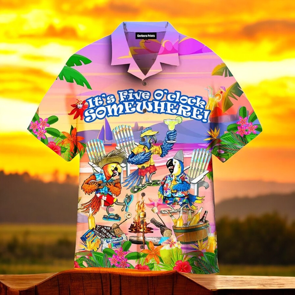 Join the Parrot Party with Beer on the Beach in Colorful Hawaii at 5 O'Clock Somewhere