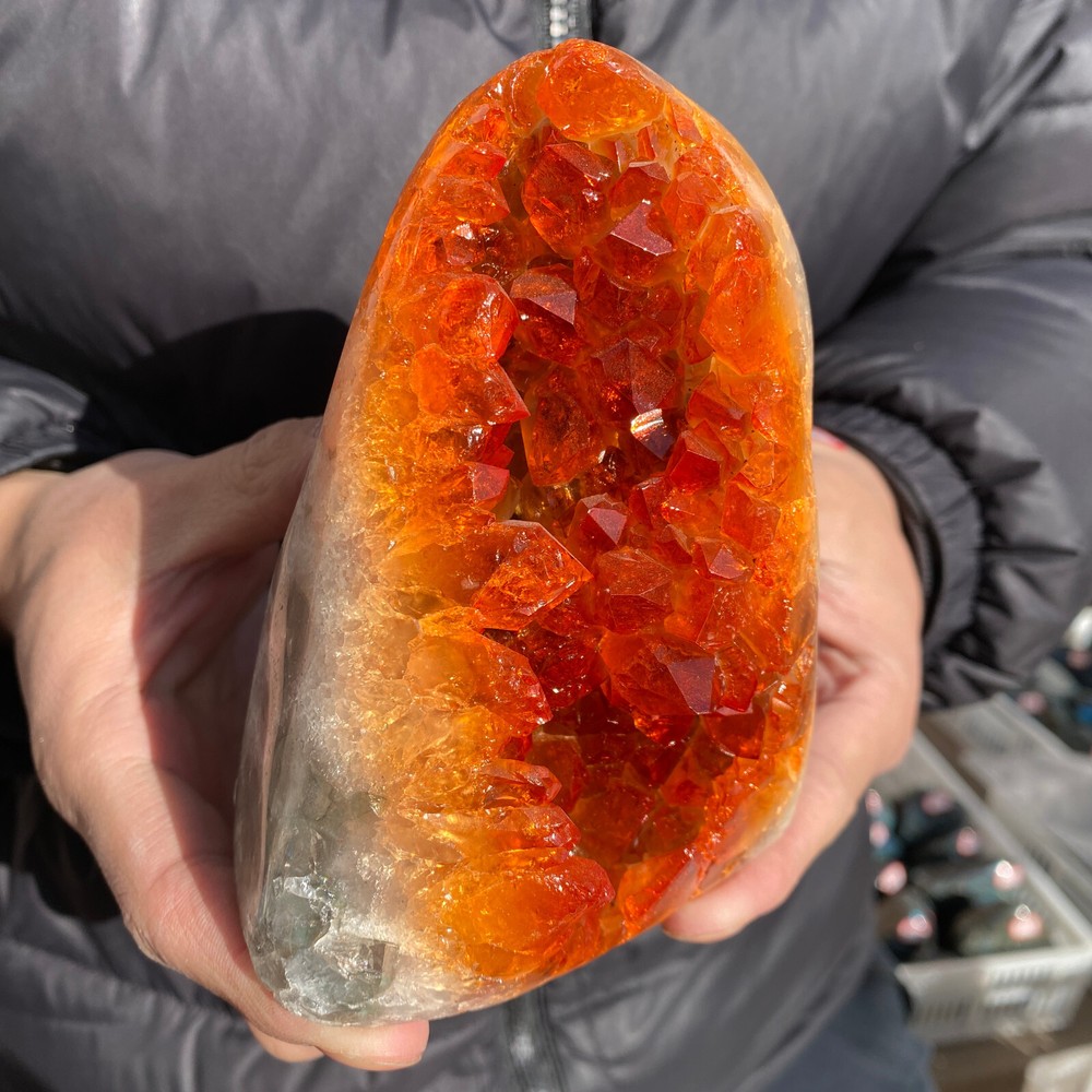 2.6LB Natural Citrine Geode Quartz Cluster Crystal Healing Specimen Cathedrals