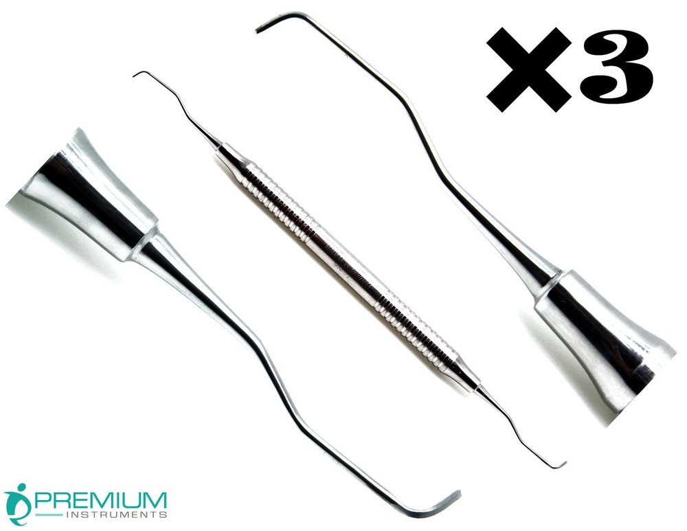 3× Gracey Curettes 1/2 Dental Periodontal Double Ended Hollow Handle Instruments