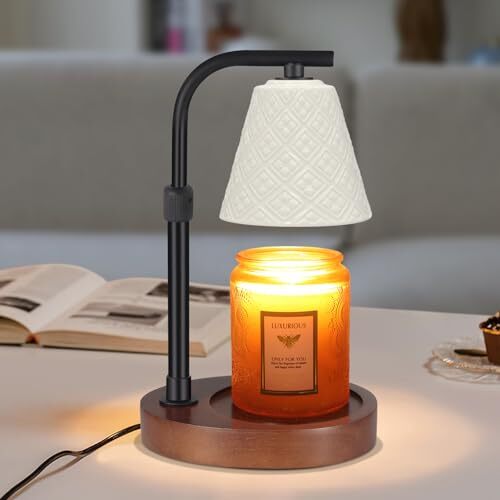 Dimmable White Ceramic Candle Warmer Lamp with Adjustable Height