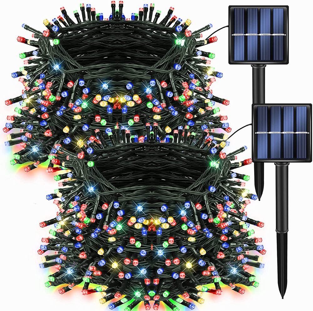2 Pack Total 400LED 132FT Multi-Colored Christmas Solar String Outdoor Lights, S