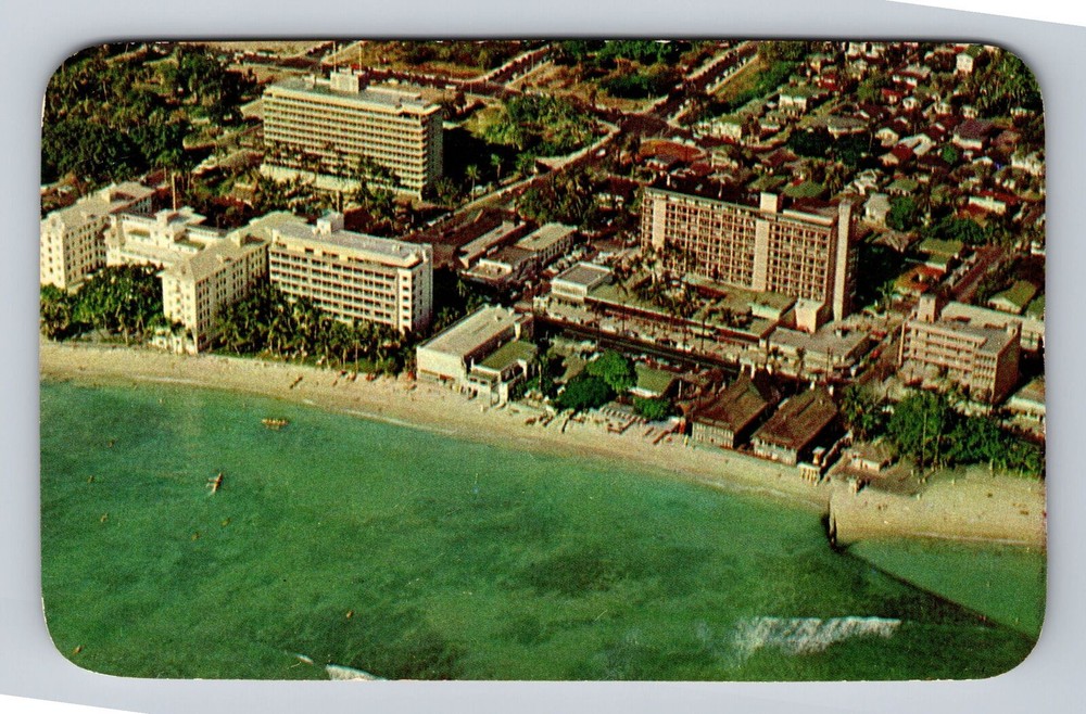 Honolulu HI-Hawaii, Waikiki Beach And Hotels, Souvenir, Vintage Postcard