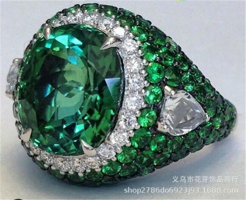 Mary Kay 925 Silver Size 9 Simulated Emerald Ring