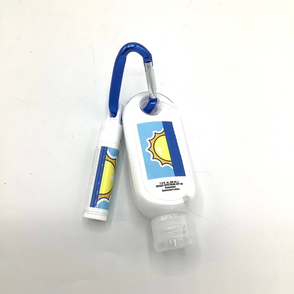 Travel Sunscreen SPF 30 & Vanilla Lip Balm with Carabiner Clip