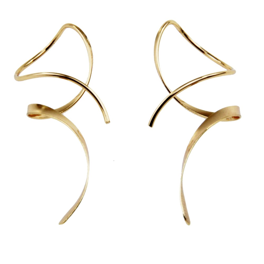 Spiral Threader Earrings for Women in Hand-Bent 14K Gold Dangle Style