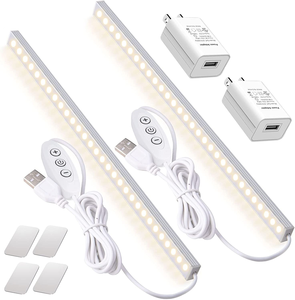 2Pack LED under Cabinet Lighting Dimmable under Cabinet Lights with USB Powered
