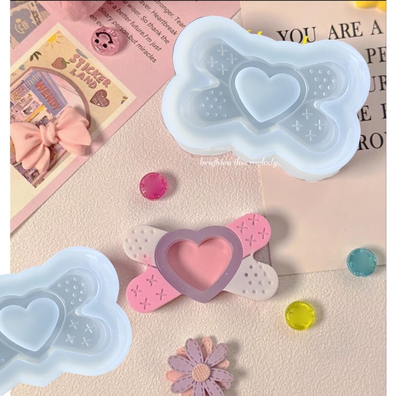 Heart Epoxy Resin Bandage Keychain Mold for Quicksand DIY Craft