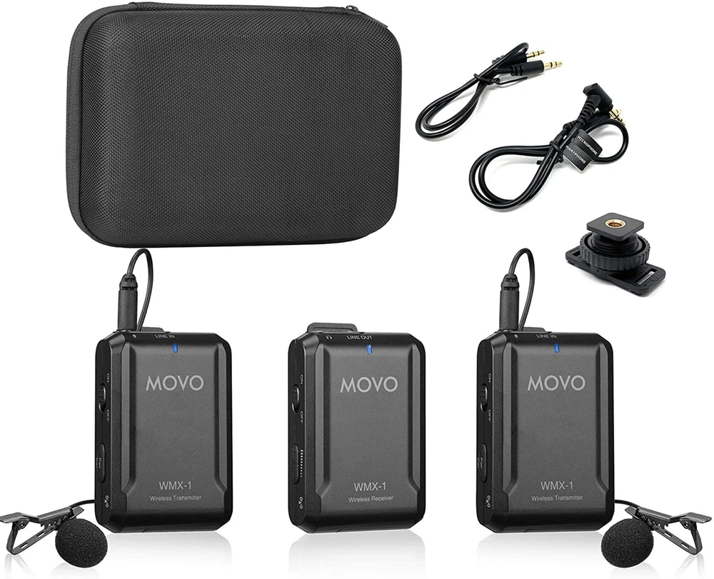 Movo WMX-1-Duo 2.4GHz Wireless Lavalier Mic System with 200ft Range