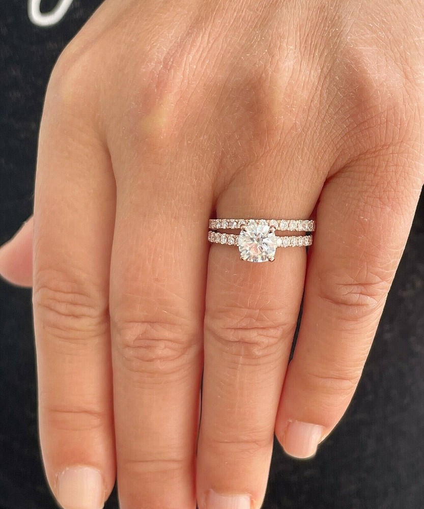 2Ct Cushion Cut Simulated Diamond Delicate Bridal Set Ring 14K Rose Gold Plated