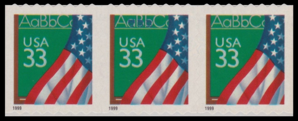 3283 Flag Chalkboard 33c Self Adhesive Lighthouse Strip of 3 1999 MNH - Buy Now-image